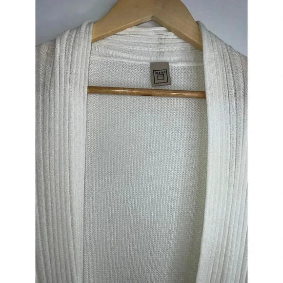 Indies open front tie cardigan sweater white made in italy size small knit ivory - Picture 5 of 9